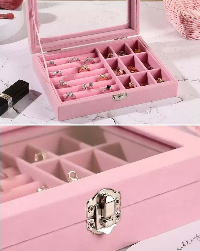 Joyero Organizador De Terciopelo Para Anillos y Aretes
