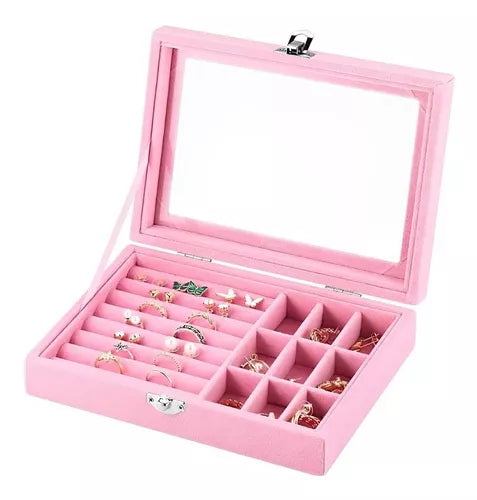 Joyero Organizador De Terciopelo Para Anillos y Aretes